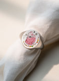 Load image into Gallery viewer, Custom sterling silver pet memorial ring with hand-painted pet portrait and engraving option
