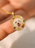 Load image into Gallery viewer, Variety of custom pet memorial portrait necklace designs, hand-painted for dog and cat lovers
